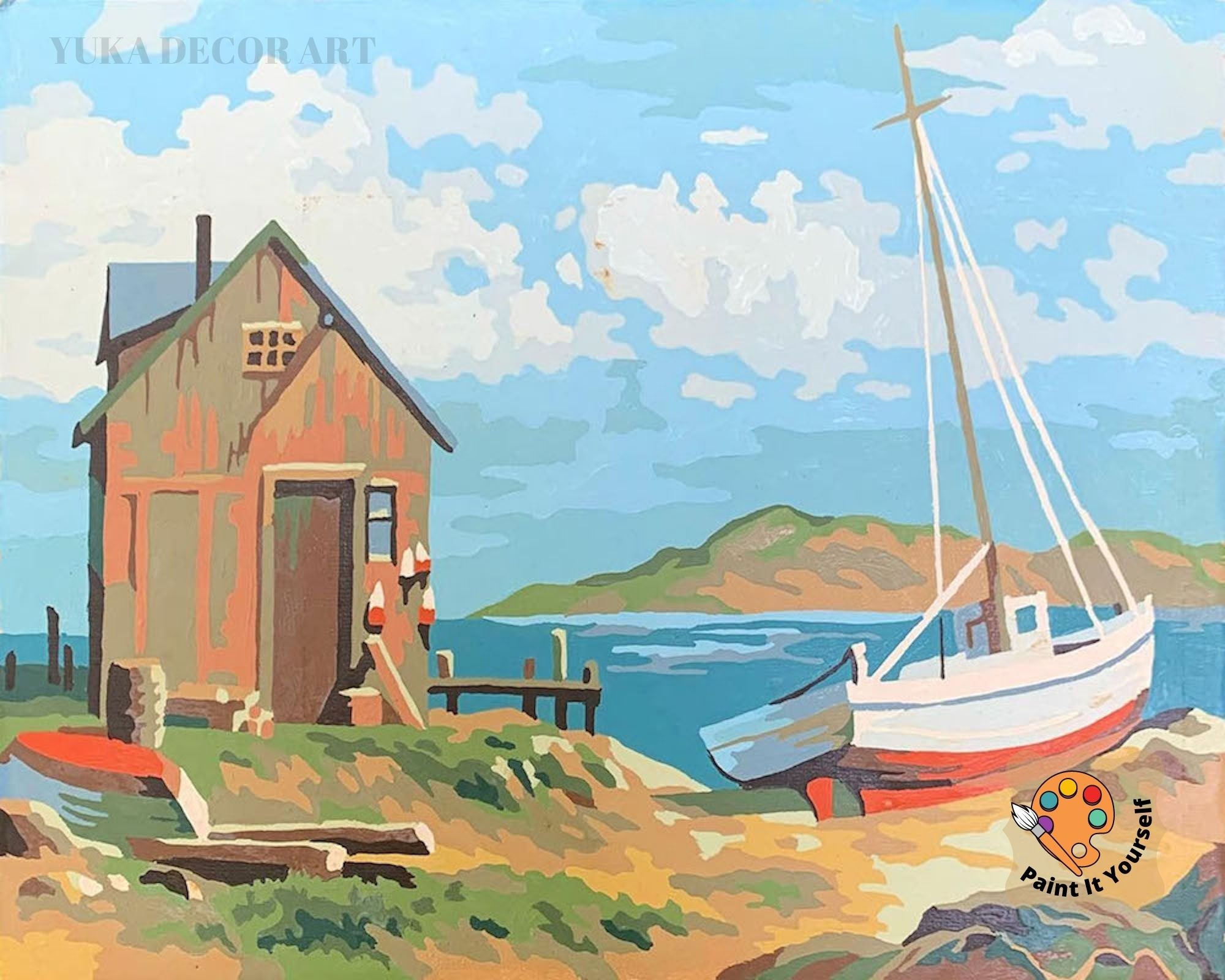 Vintage Style PAINT by NUMBER Kit for Adult Scenic Seaside Etsy