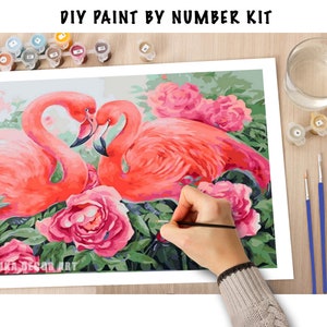 Bird PAINT by NUMBER Kit for Adults ,garden Flowers ,easy DIY