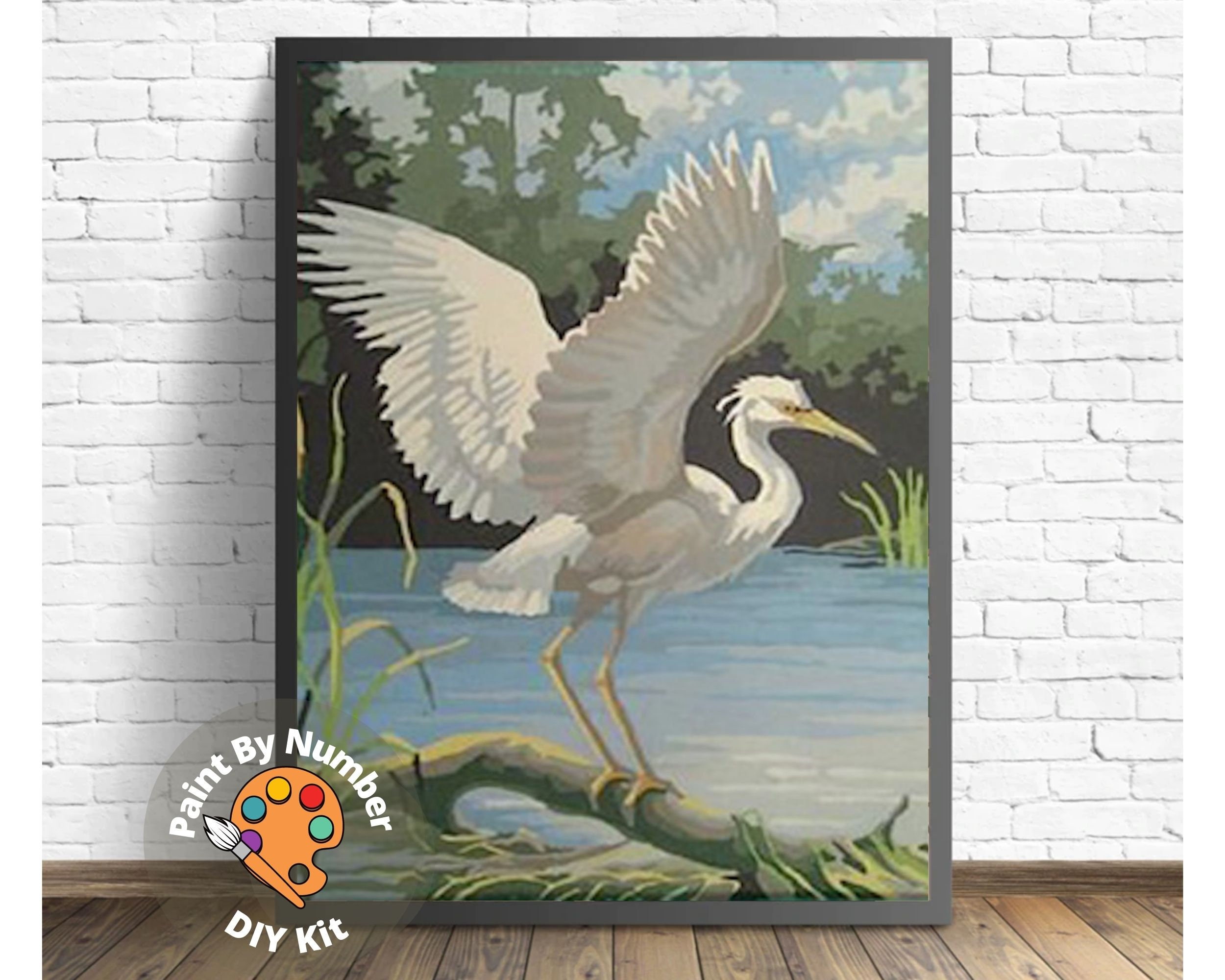 White Egret Bird Vintage PAINT by NUMBER Kit Adult DIY Etsy