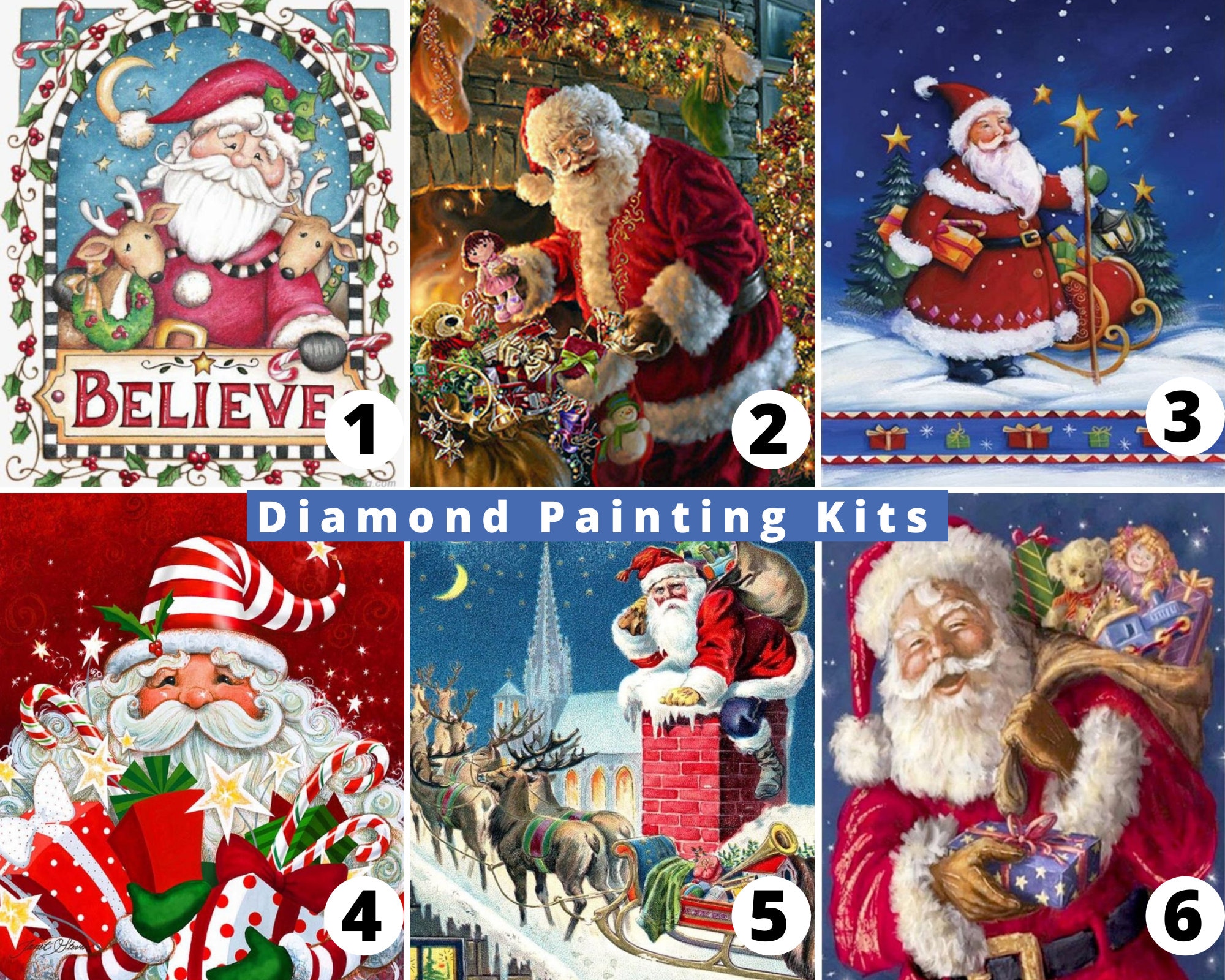5D DIY Diamond Painting Kit Christmas Santa Claus Full Drill Etsy