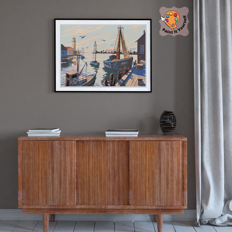 Vintage Style PAINT by NUMBER Kit for Adult DIY Boat Dock Etsy