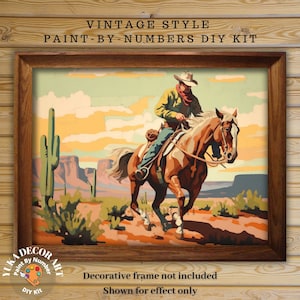 Kit da dipingere con i numeri per cowboy, cavallo del deserto, Grand Canyon, stile vintage, arte, facile per principianti, decorazione da ranch fai da te, regalo per nonno