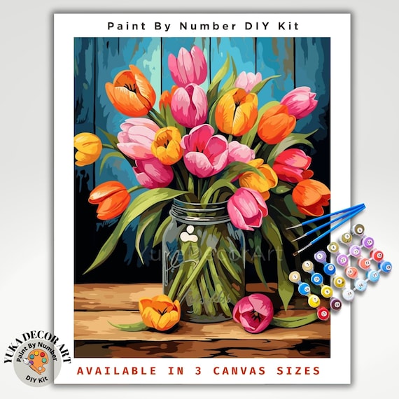 Flowers PAINT by NUMBERS Kit for Adults Modern Boho Whimsical Art Easy  Beginner Acrylic Paint DIY Kit Wall Art Gift for Grandma Girlfriend -   Israel