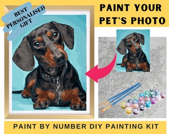 CUSTOM Photo Paint By Number Kit | DIY Pet Custom Portrait Kit|  Easy Beginner's Painting By Numbers Kit | Christmas Gift |Pet Memorial Gift