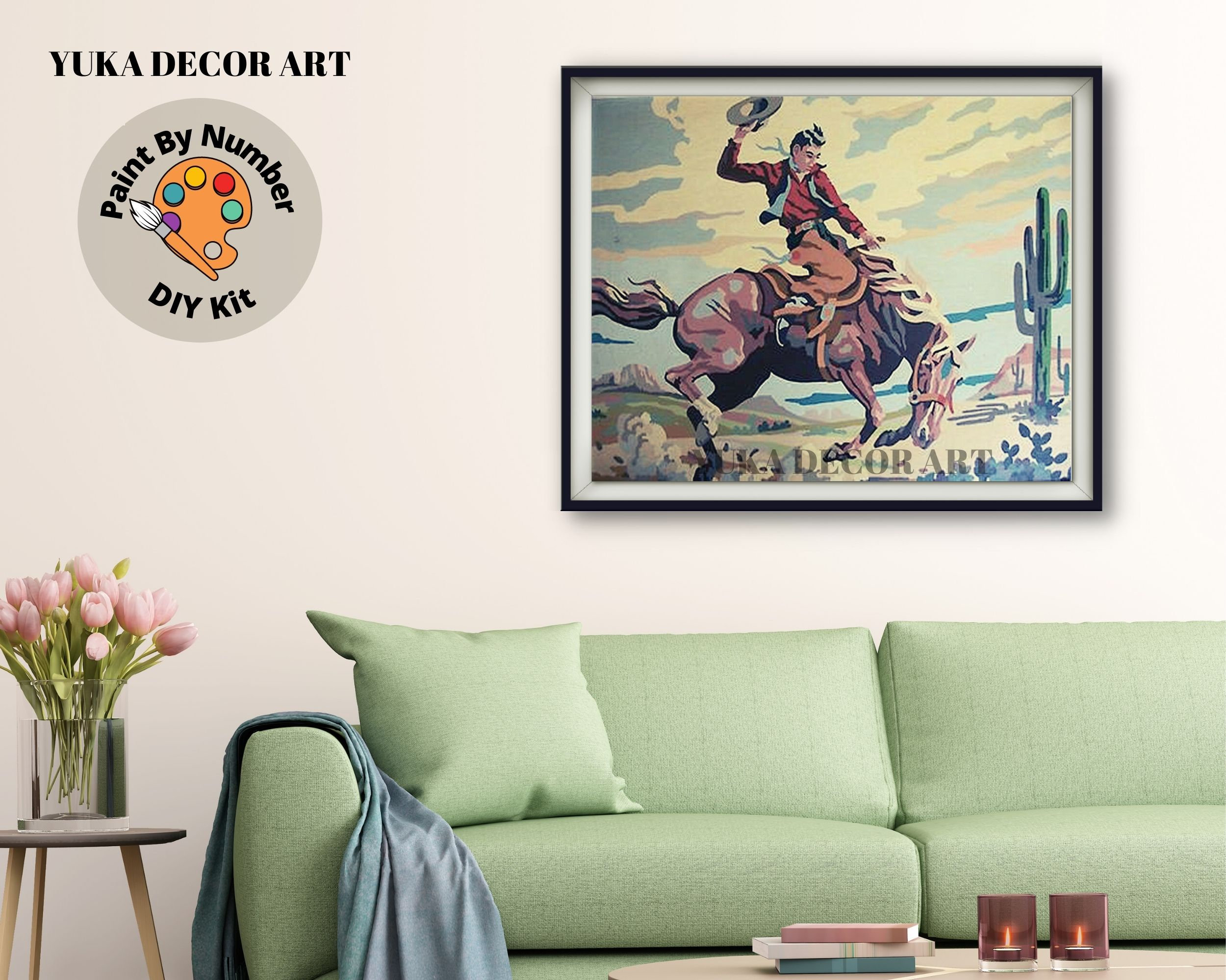 Modern Horse Running in Water Paint by Numbers Kit DIY Home Decor & Gifts Custom