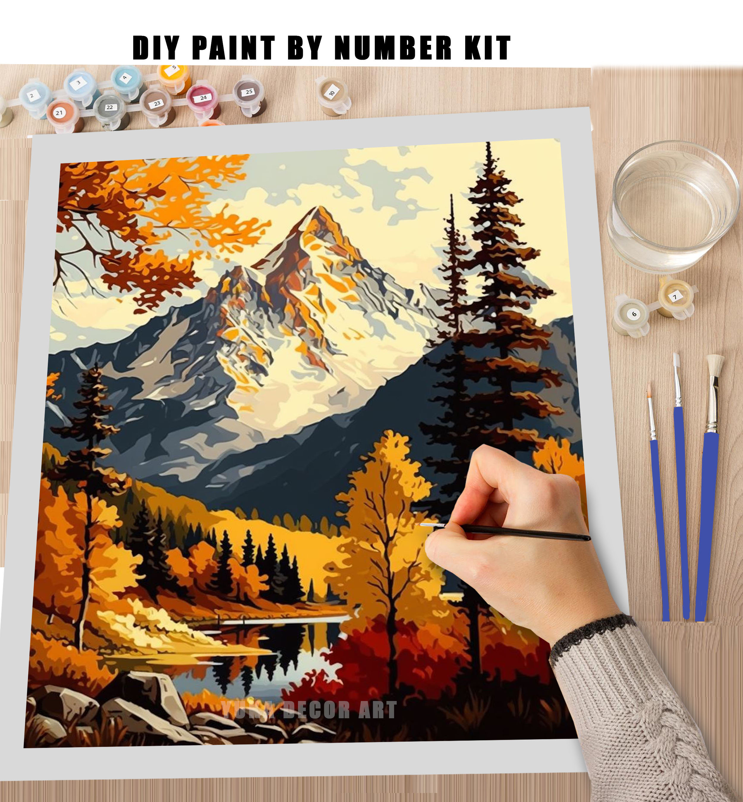 Mountain PAINT by NUMBERS Kit for Adults Mountains Nature Landscape ...