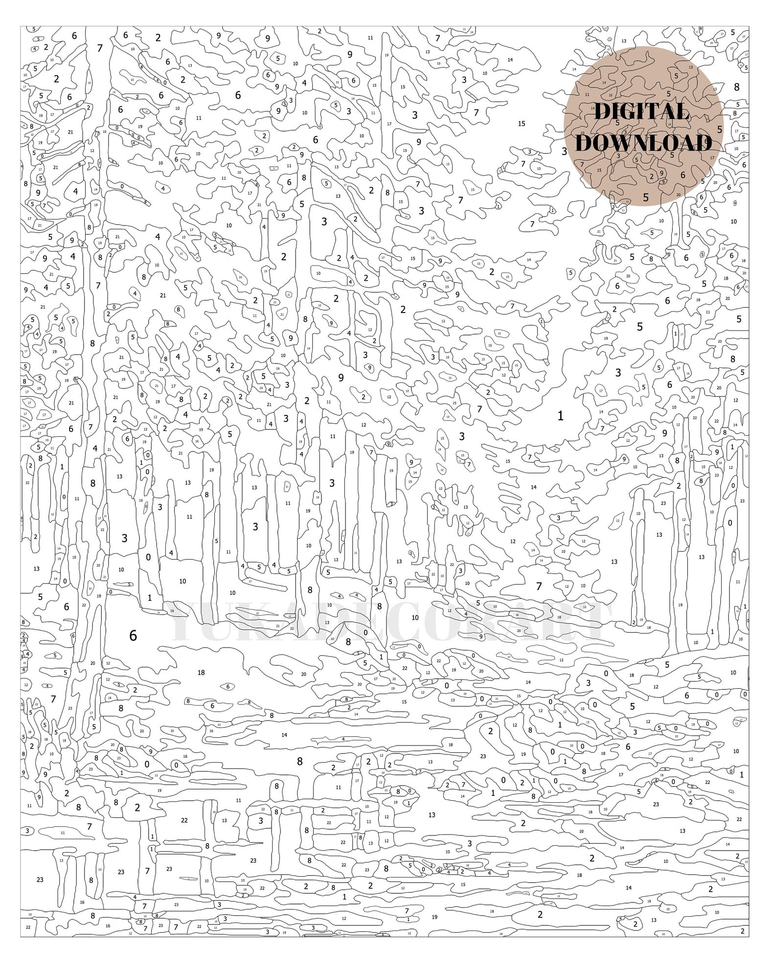 Pbn Tree PBN DIGITAL DOWNLOAD Fall Trees Mountain Stream Vintage Style Art ...
