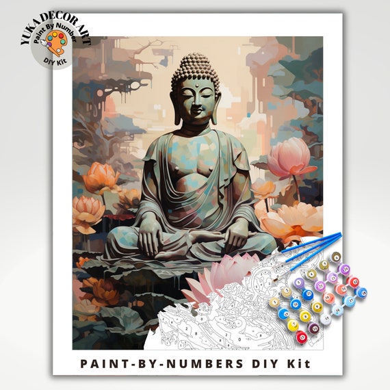 Easy PAINT by NUMBERS Kit for Adults Buddha Statue Pink Lotus Flower DIY  Acrylic Paint Kit Zen Meditation Studio Wall Art Home Decor Gift 