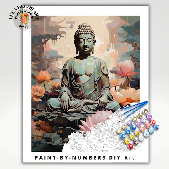 Kit De Pintura Por Números De Buda | 90x180 Cm | Lienzo HD Y Pintura Acrílica | Sin Marco | Para Adultos Y Niños | Manualidades Y Regalo