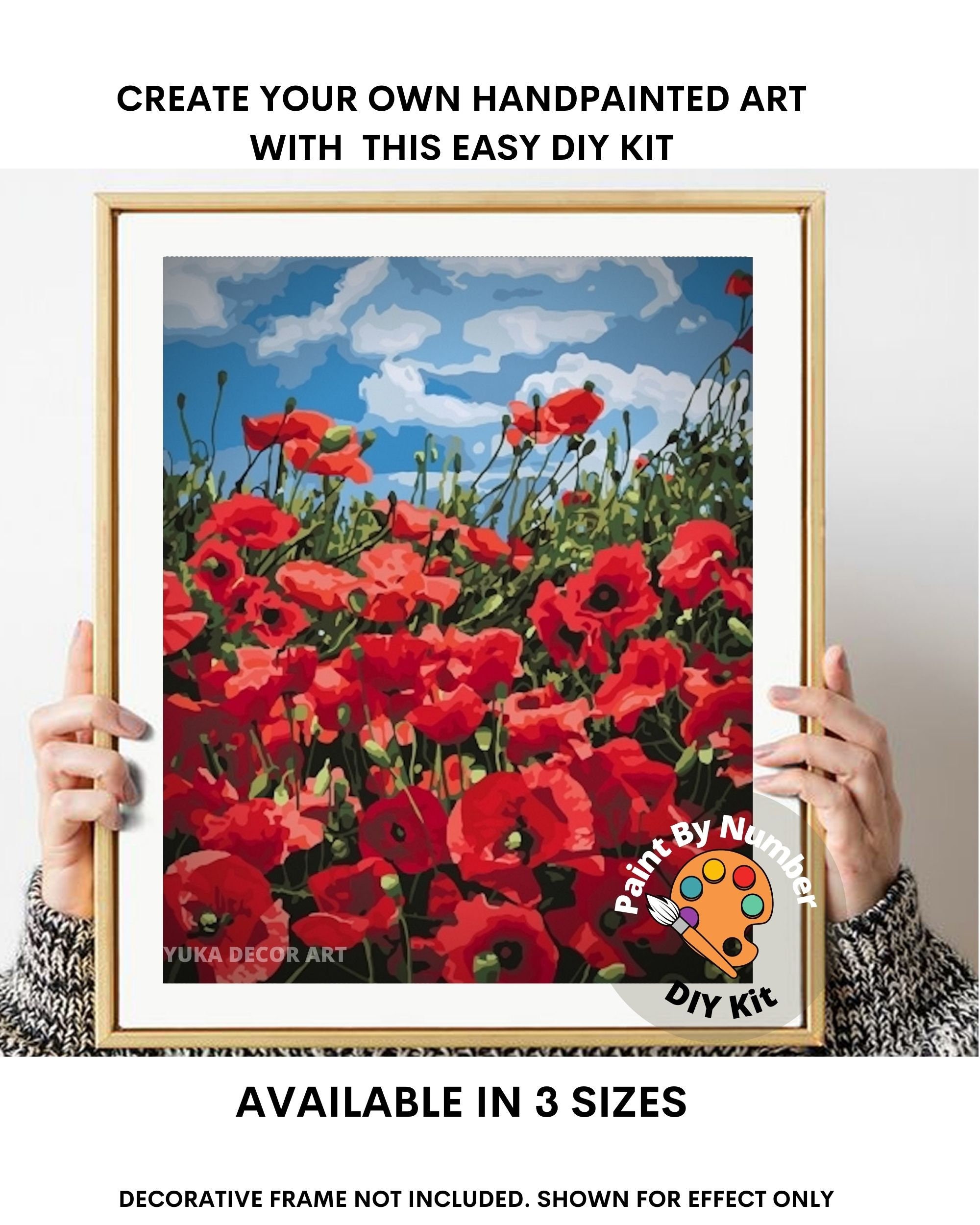 WOWDECOR Peinture Numéro Adulte Enfant, Rouge Coquelicot Fleur DIY Peinture Par Numero, Paint By Numbers