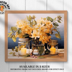 Floral Still life PAINT by NUMBER Kit Adult, Vintage Mason Jars & Candles Painting , Beginner Acrylic Art DIY Home Decor Gift for Girlfriend