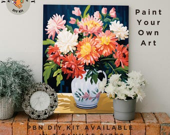 Country Floral PAINT by NUMBER Kit Adult Painting DIY by Numbers Craft Set Easy Beginners Birthday Gift For Mom Girlfriend