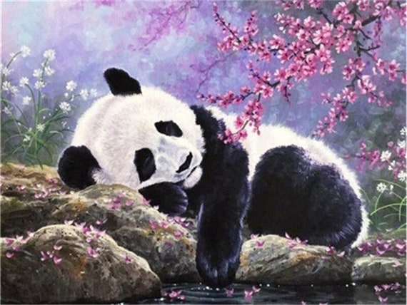 8x10 Panda Baloons Theme Canvas Painting | Kids Cute Pre Drawn Stretched  Canvas | Backyard Party | Summer Camps Kids Paint Party Favor | DIY Party…