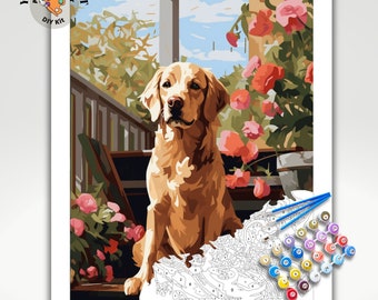 Pet Dog PAINT by NUMBERS DIY Kit Adult Minimalist Art Indoor Plants Porch Garden Easy Beginner Oil Painting Birthday Custom Gift Girlfriend