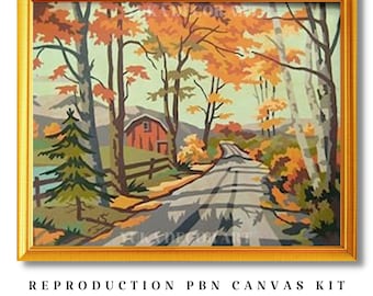 Autumn Trees  PAINT by NUMBER Kit for Adult , DIY Nature Vintage Style Art , Easy Beginner Acrylic Painting Kit,Vintage Decor Gift