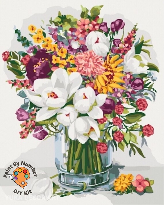 Home Decor Gift Floral Still Life Painting,Easy Beginner Acrylic Paint Kit,Gift For Mom Spring Flowers Paint by Number Kit Adult Home Decor Gift Floral Still Life Painting,Easy Beginner Acrylic Paint Kit,Gift For Mom Spring Flowers Paint by Number Kit Adult