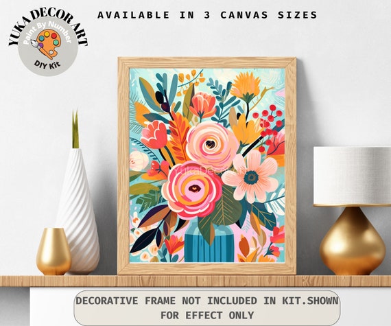 MEIYDUA Paint by Numbers for Adult with Frame Morning Flowers, DIY Paint by Numbers Canvas Oil Painting for Beginner, Arts and Crafts Kit Acrylic Pigment Drawing Paintwork for Home Wall Decor 30x40cm