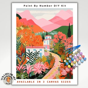Minimalist PAINT by NUMBERS Kit Blumen Pastellfarben Blumen Landschaft Kunst DIY Malerei Anfänger Kit Wohnung Dekor Geschenk