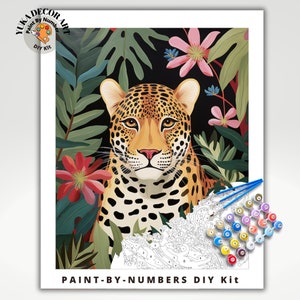 Kit di pittura con numeri per adulti con leopardo carino, fai da te con i numeri, set di artigianato, regalo di compleanno per principianti, per adolescenti, giovani adulti, decorazione da parete per la stanza