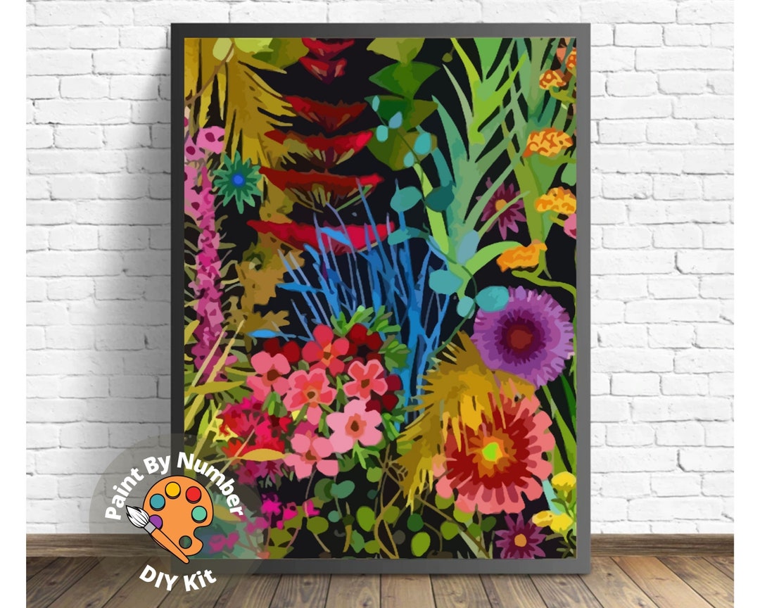 Abstract Flowers PAINT by NUMBER Kit for Adults garden - Etsy