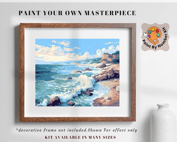 Kit de PINTURA de paisaje marino por NÚMERO para adultos, Escena de playa  de olas de la costa rocosa, Kit de pintura acrílica para principiantes,  Regalo de decoración del hogar 