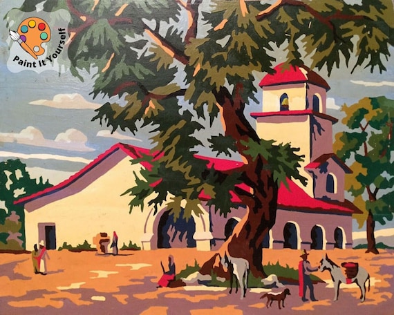 Countryside Hacienda PAINT by NUMBER Kit for Adult , Mid Century