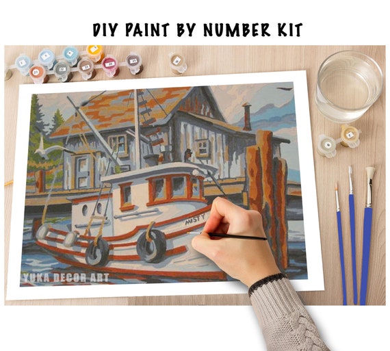 Vintage PAINT by NUMBER Kit Adult Cowboy Desert Art Easy Beginner Acrylic  Painting DIY Kit Vintage Cabin Decor Gift Dad Grandfather 