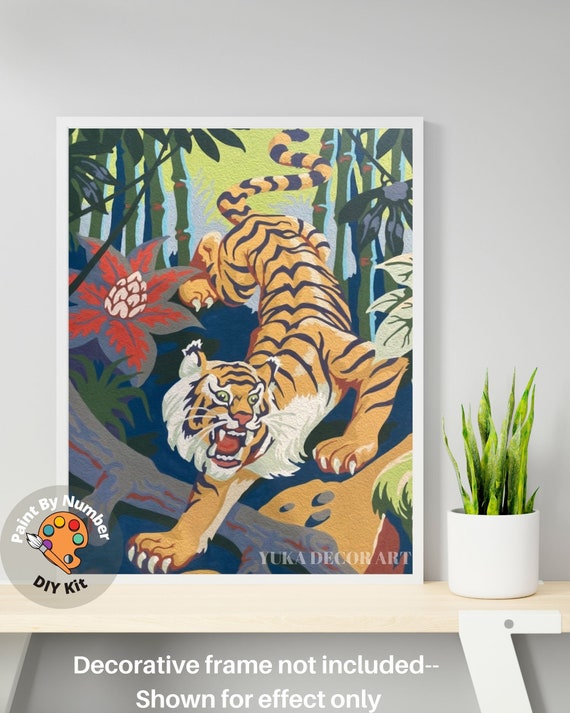 DweIke Paint by Numbers DIY Acrylic Painting Kit for Kids & Adults Beginner 16 x 20 Color Tiger Pattern (Frameless), Multicolor
