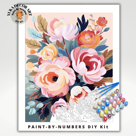 Pink Picasso Kits Mid Century Modern Paint by Number for Kids Ages 5-12 |  DIY Beginners Kids Craft Kit Acrylic Paint Canvas Painting Kits as Seen On