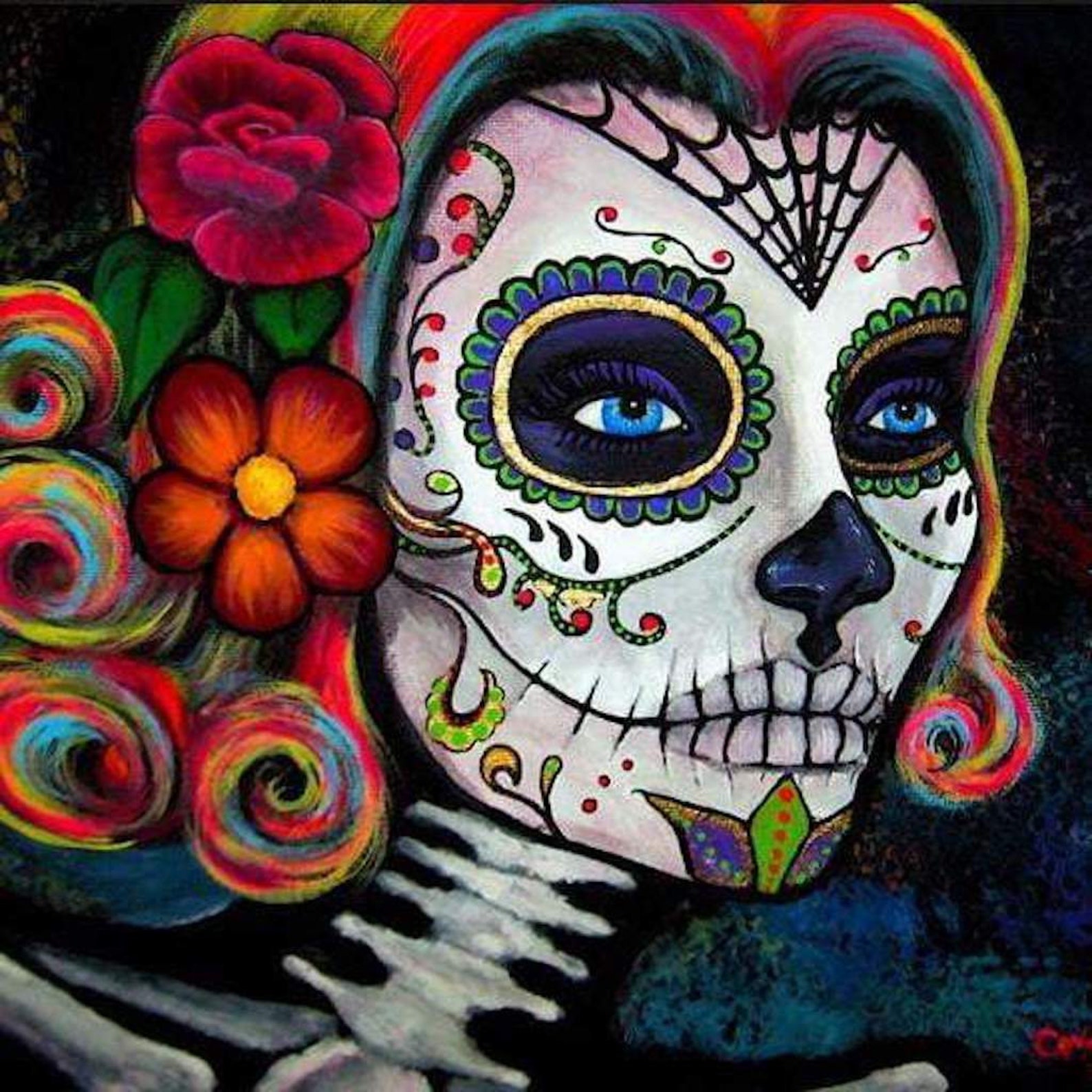 Sugar Skull Lady DIAMOND PAINTING Kit Day of Dead Diamond | Etsy