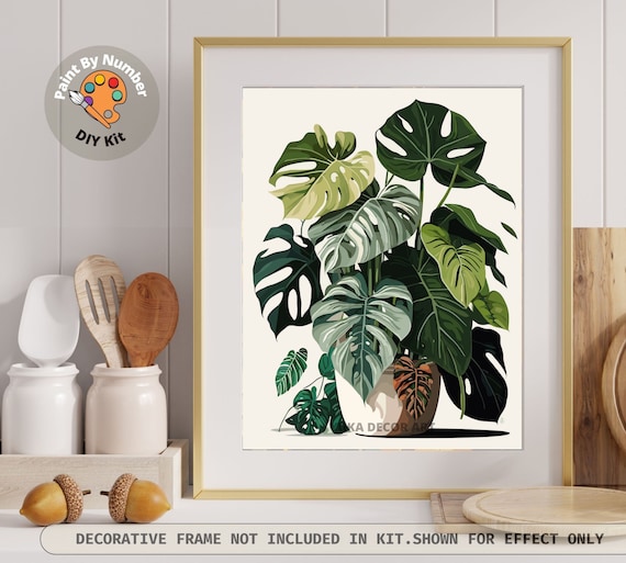 Plant DIY PAINT by NUMBERS Adult Kit HousePlants Still Life Art Beginners Easy Painting Canvas Custom Gift For Plant Lover Mom Grandma Wife
