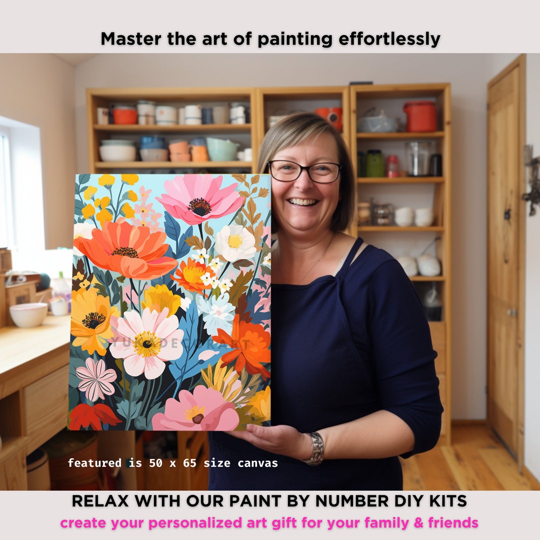 Floral PAINT by NUMBERS Diy Kit Adults spring Flower Garden DIY ...