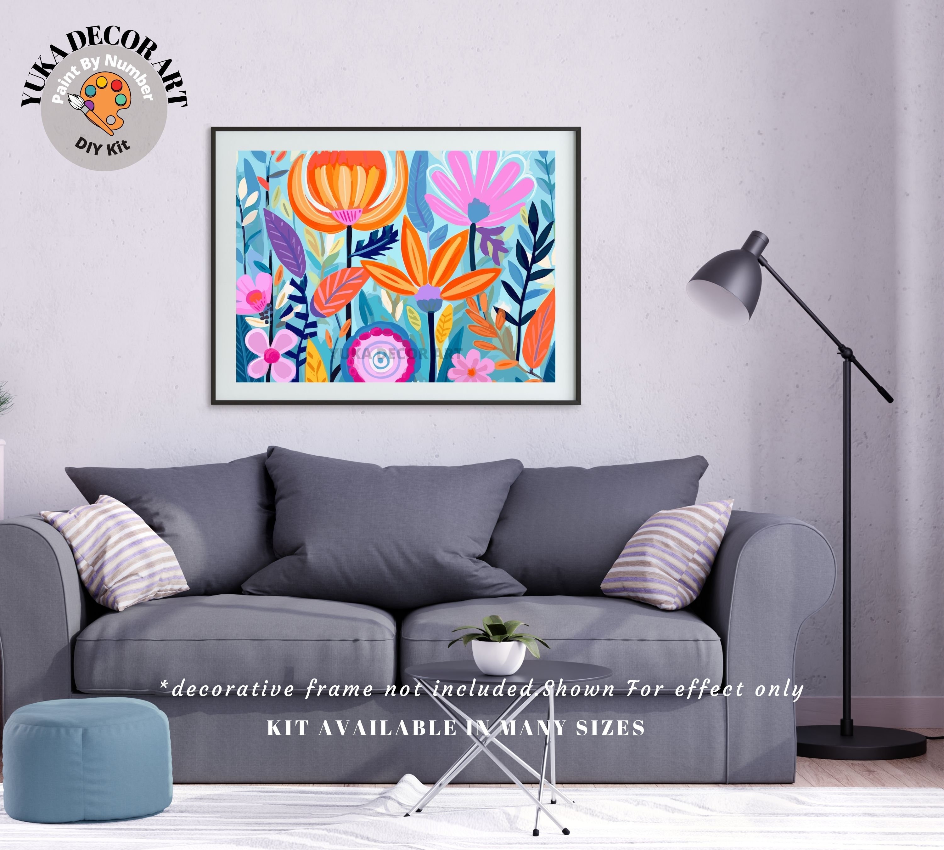 DIY Flowers PAINT by NUMBER Kit for Adults Modern Boho Whimsical Art Easy  Beginner Acrylic Paint Custom Wall Art Custom Canvas Gift for Mom 