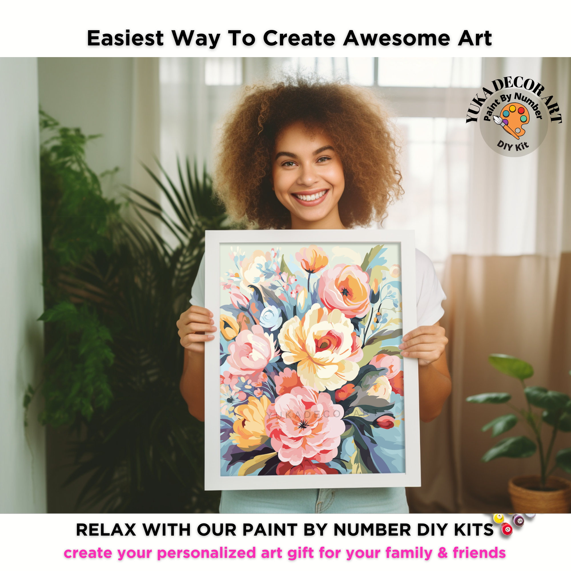 PAINT by NUMBER Kit Adult Spring Flowers Modern Boho Whimsical Wall Art Easy  Beginner Acrylic Paint DIY Kit Mom Gift Box Code: FL2309156 