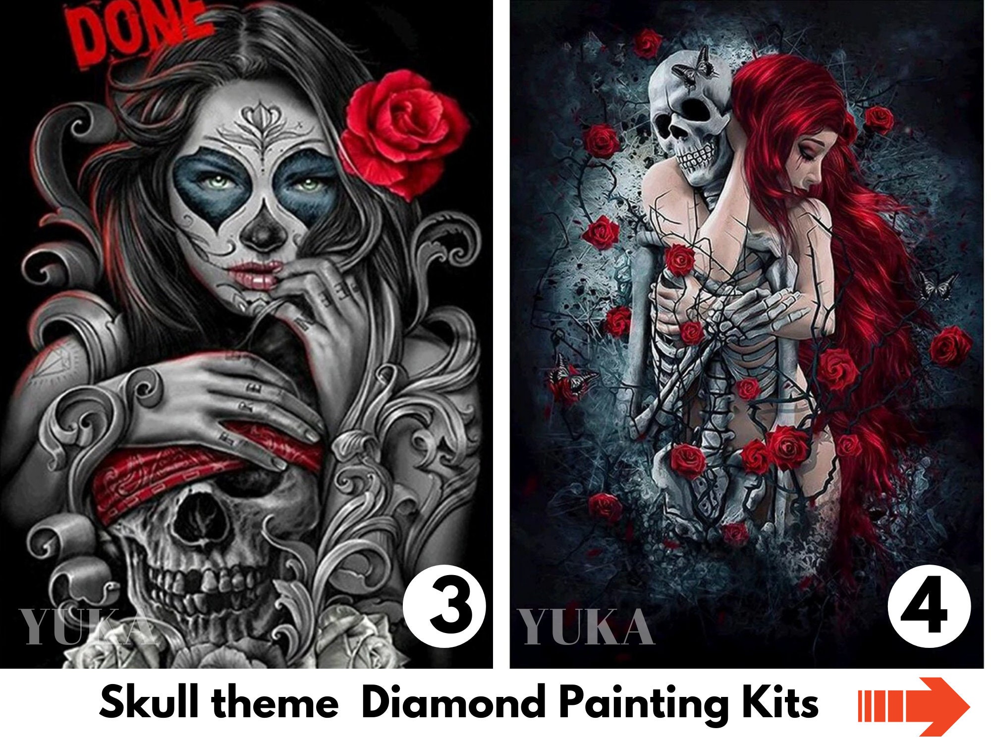  Skull Diamond Painting Kits DIY Skeleton Love Heart