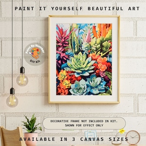 Colorful Succulents PAINT by NUMBER Kit Adult Easy DIY Hobby Acrylic Painting Canvas Birthday Custom Gift For Garden Lover Mom Wife Sister