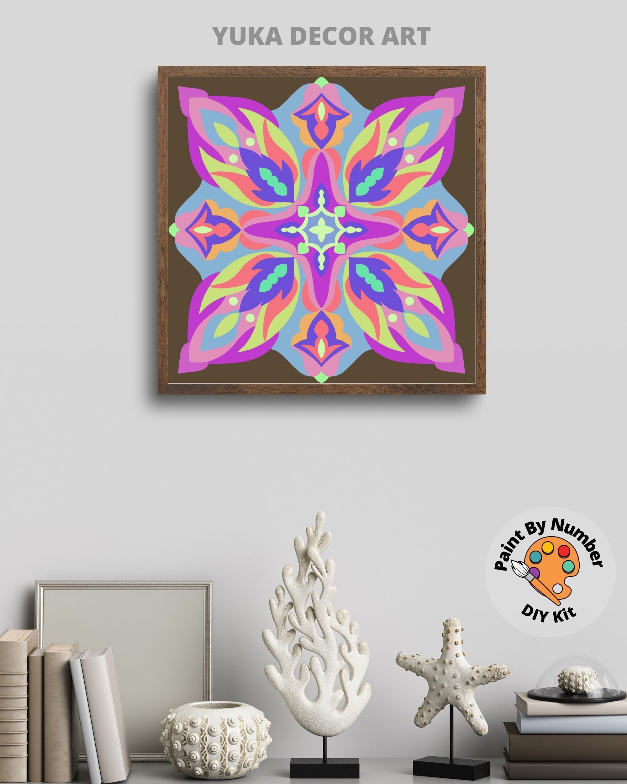 Floral Mandala PAINT by NUMBER Kit for Adult DIY Mandala Etsy