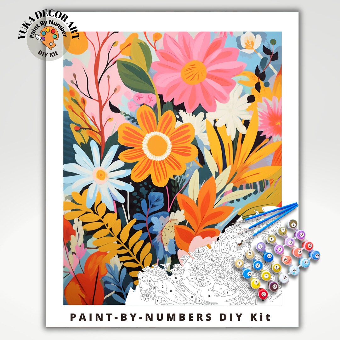 Flowers Paint by Number Kit for Adult Acrylic Easy by Numbers Kit ...