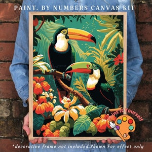 Bird Paint by Number Kit Adult For Garden Lover Easy DIY Beginners Colorful Toucans Adult Painting Kit Home Decor Birthday Gift For Mom Aunt