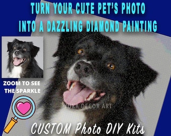 CUSTOM DIAMOND Painting Kit ,5D Full Square Round Drill Handmade Personalised Kit for Pet Lovers