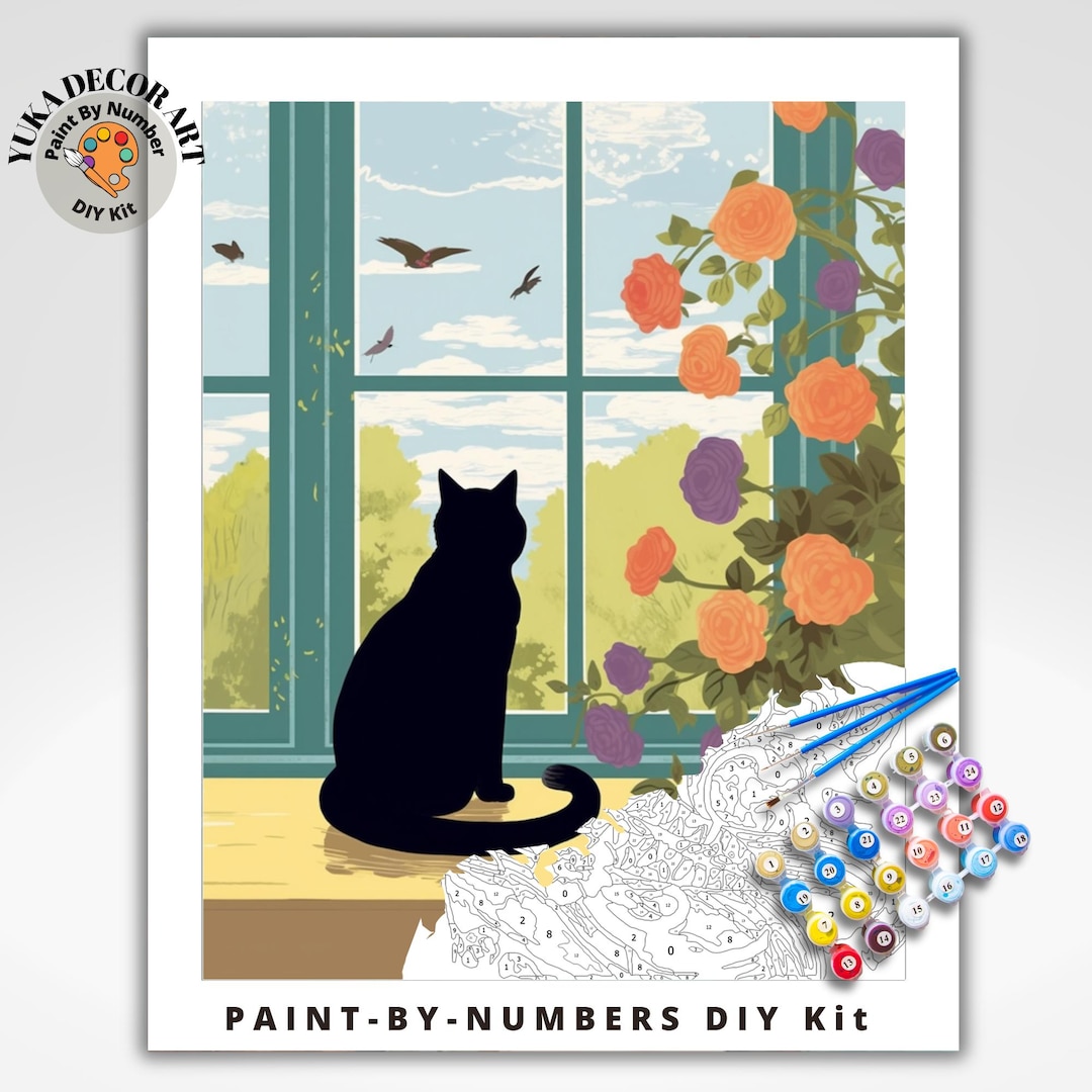 Black Cat PAINT by NUMBER Kit Adult Painting DIY Color by Numbers Kit ...