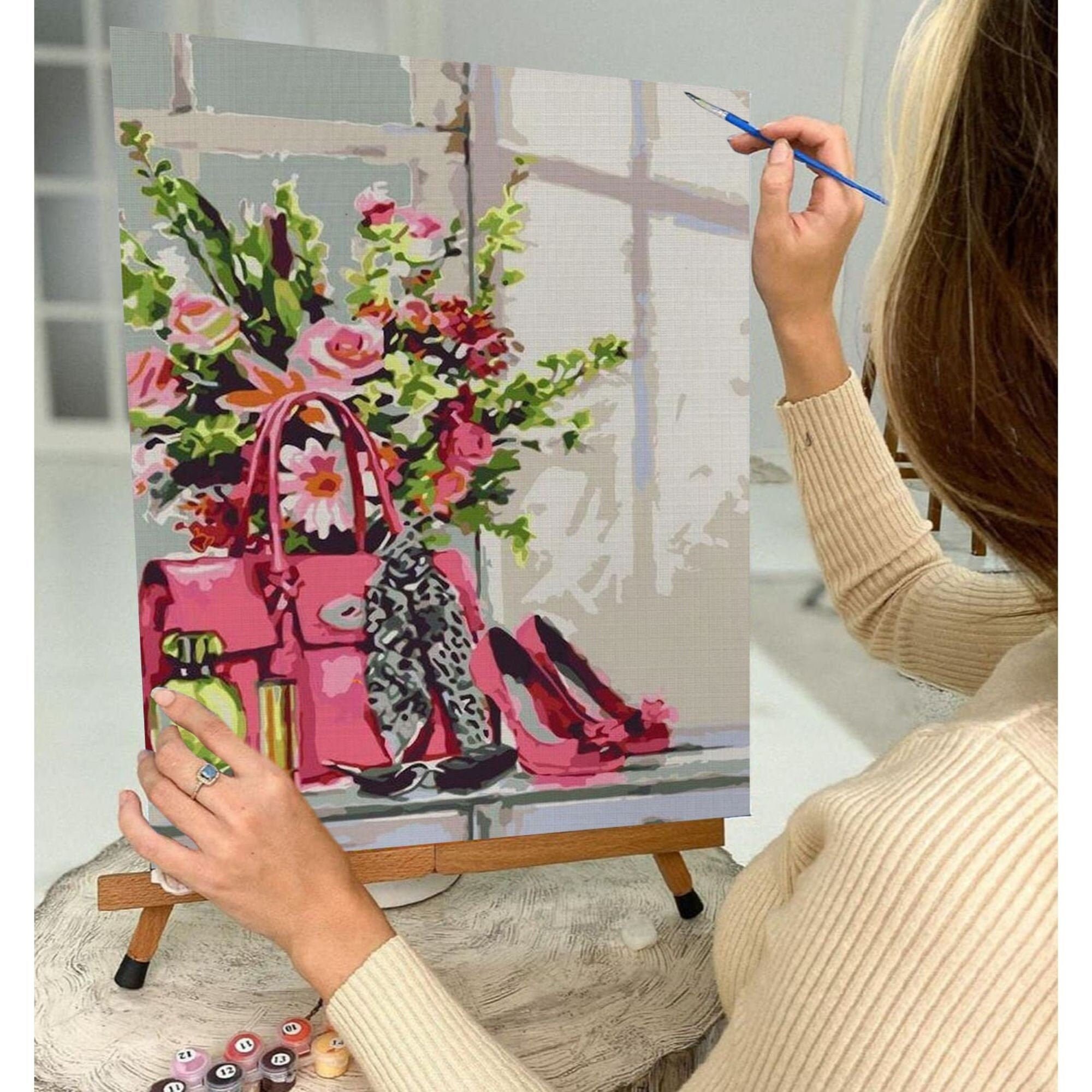 Home Decor Gift Floral Still Life Painting,Easy Beginner Acrylic Paint Kit,Gift For Mom Spring Flowers Paint by Number Kit Adult Home Decor Gift Floral Still Life Painting,Easy Beginner Acrylic Paint Kit,Gift For Mom Spring Flowers Paint by Number Kit Adult