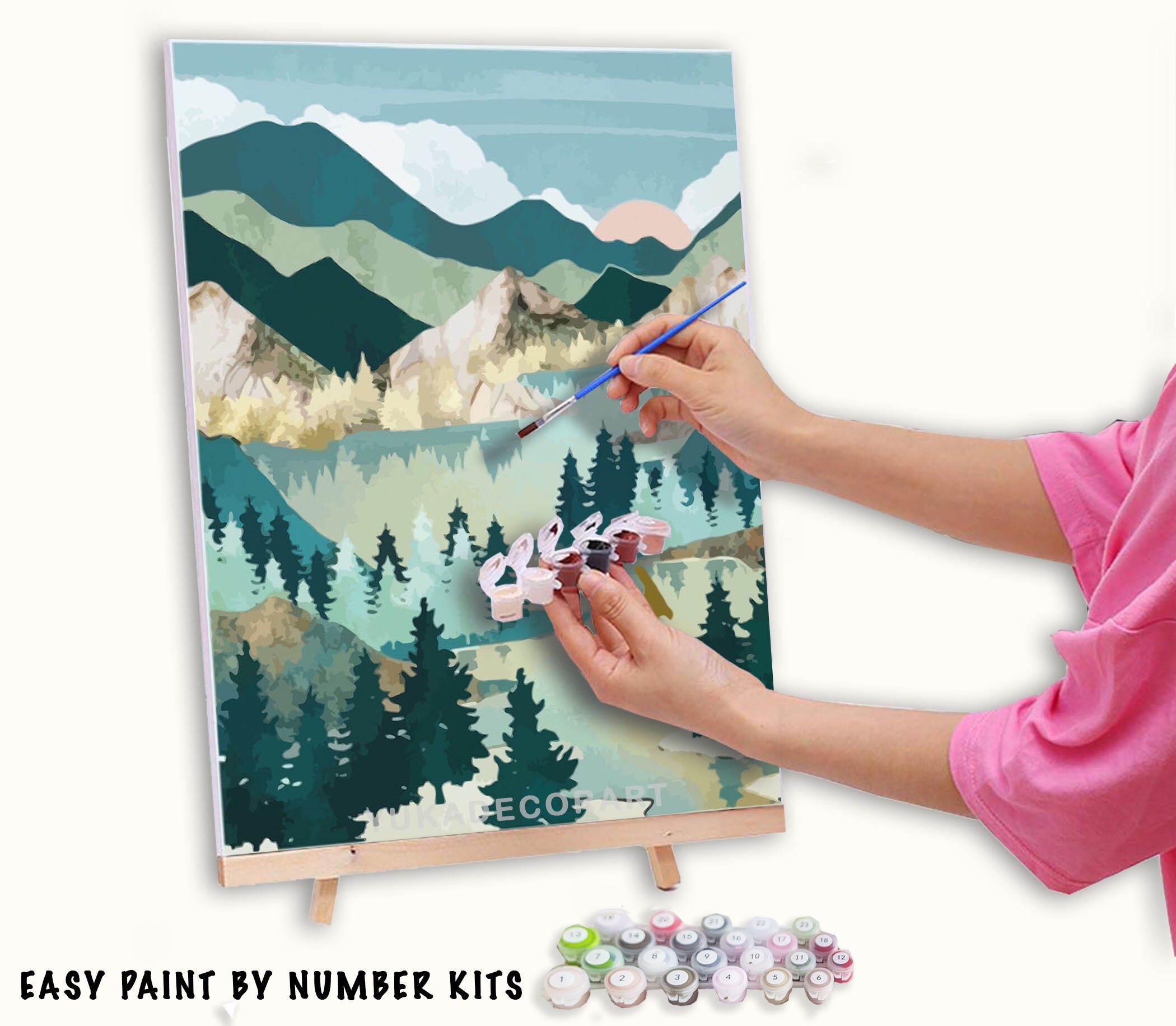 Malen nach Zahlen DIY Kit Erwachsene Moderne Kunst Bergtal