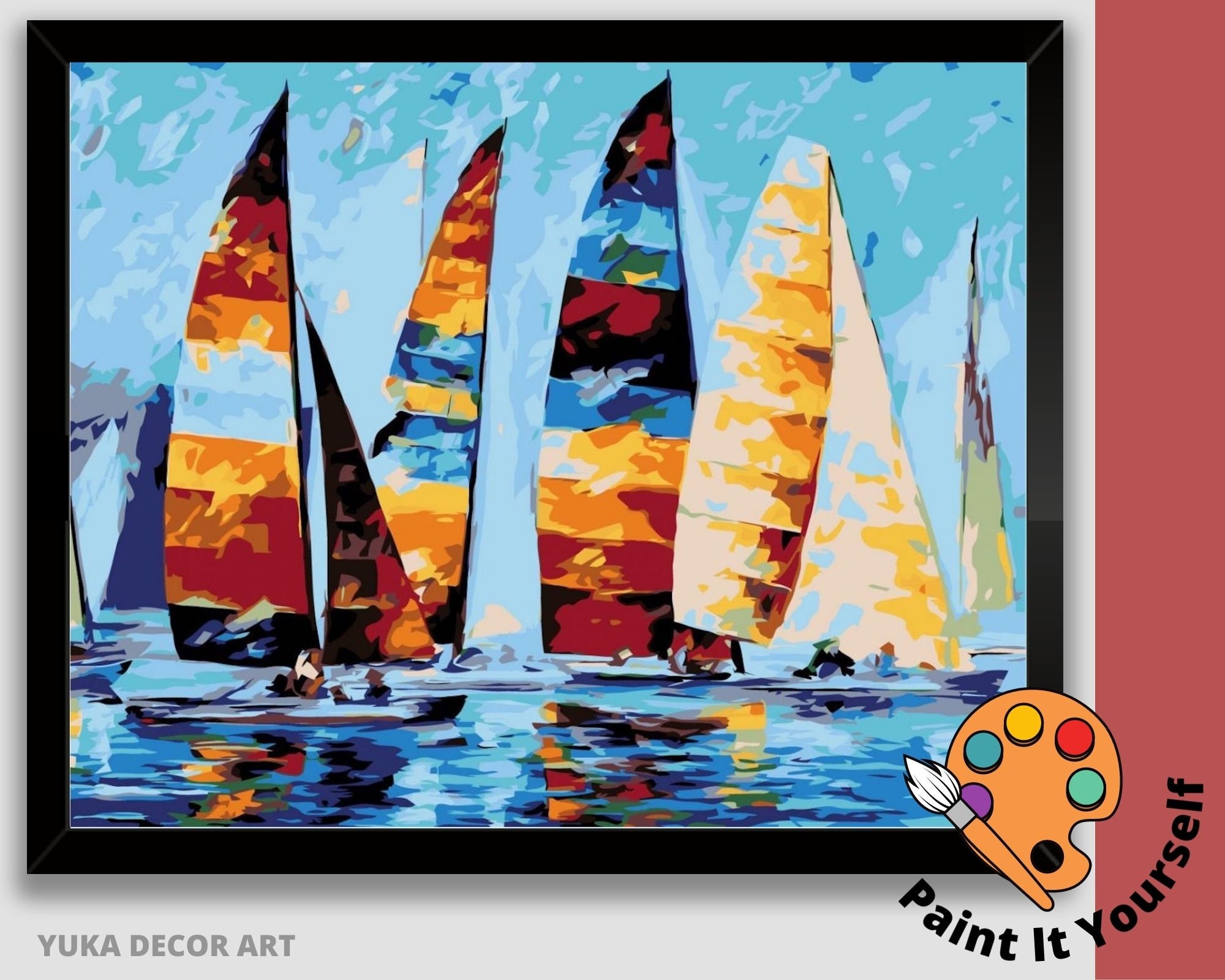 Sailing Boat PAINT by NUMBERS Kit for Adult & Kids DIY Etsy