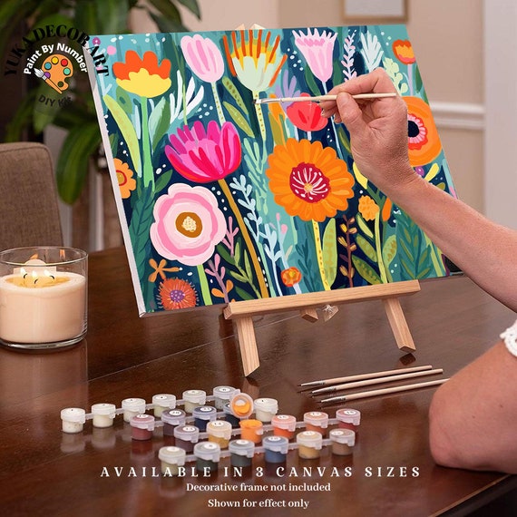 Peinture Par Numéros Fleurs Dans La Baignoire 40x50cm - Kit Complet Pour Adultes Et Débutants