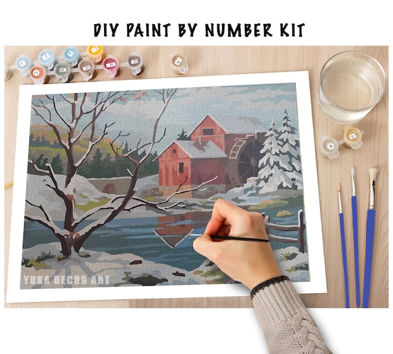 Kit Peinture Par Numéros Adulte - 4 Toiles Encadrées + Chevalet + Peintures Acryliques - Loisir Créatif