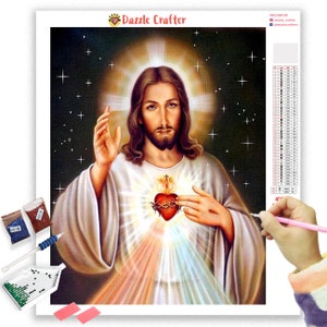 Jesus Christ Painting Kit Full Drill ,Holy Christ Portrait Diamond Painting, 5D Square / Round Drill , Easy Beginner DIY Hobby.