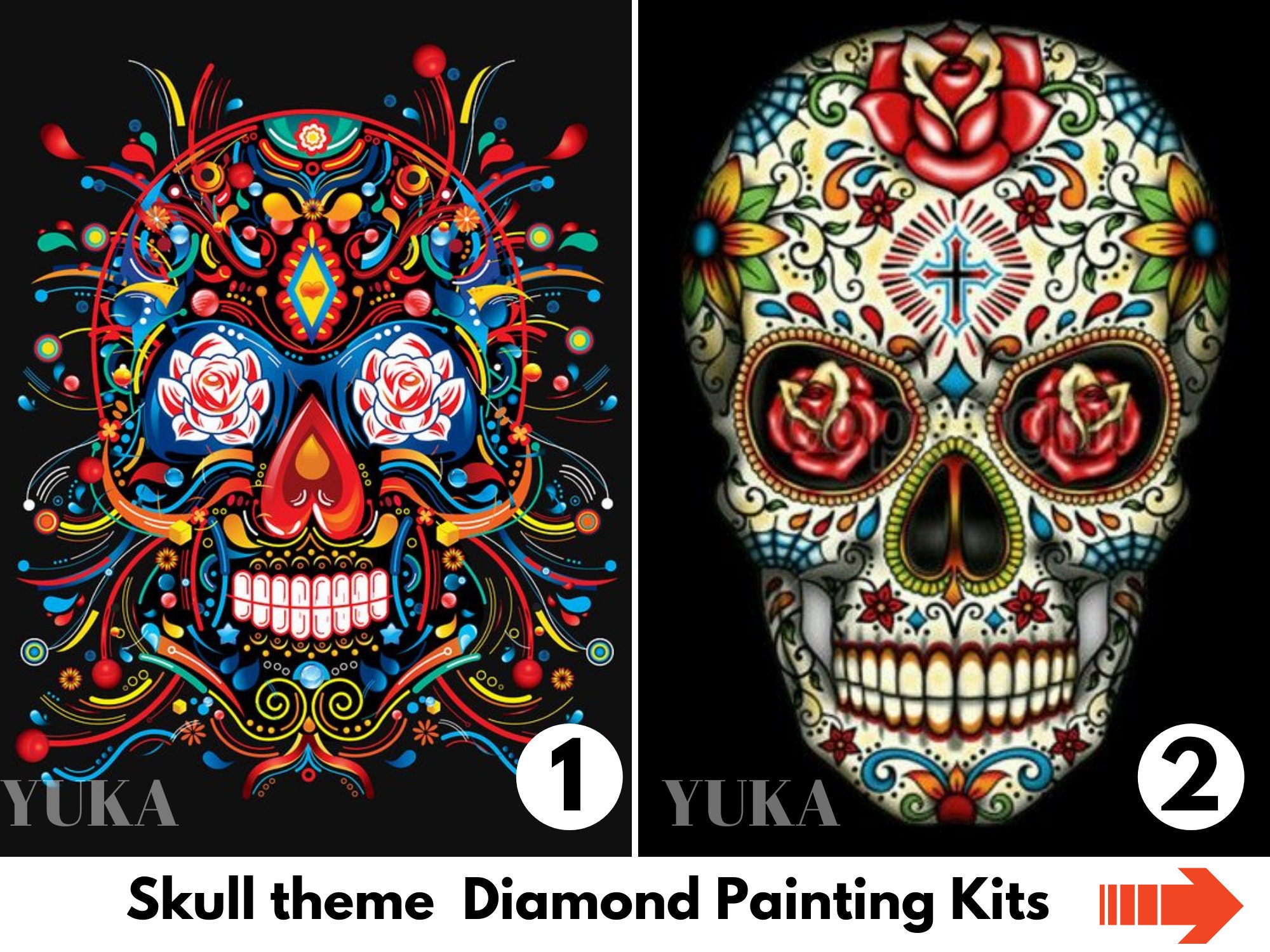 Psychedelic Skull Diamond Painting Kit with Free Shipping – 5D
