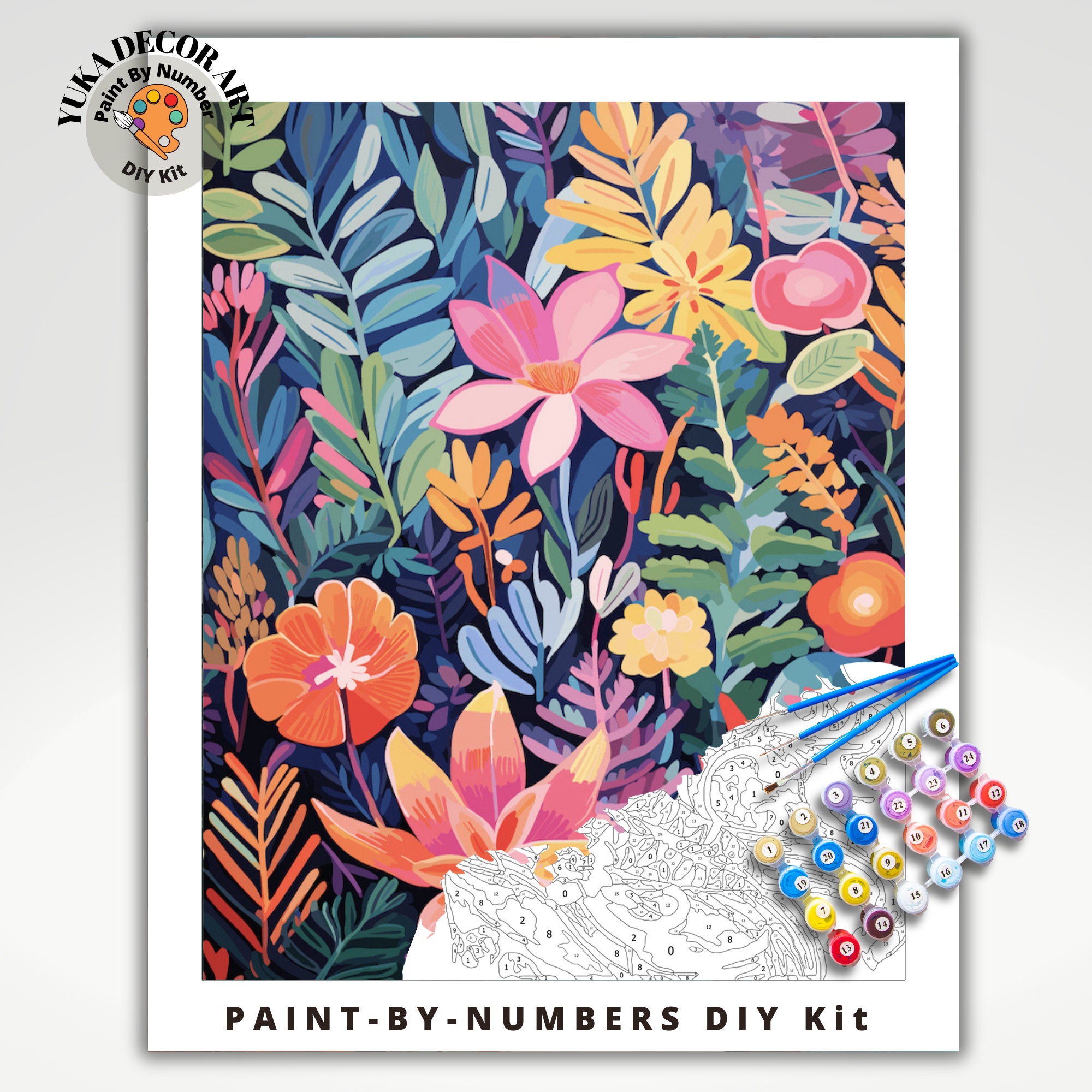 Flower FIYO Diy Paint by Numbers Kits for Adults and Kids Beginner on  Canvas Fashion Wall Art for Gift( No Frame )