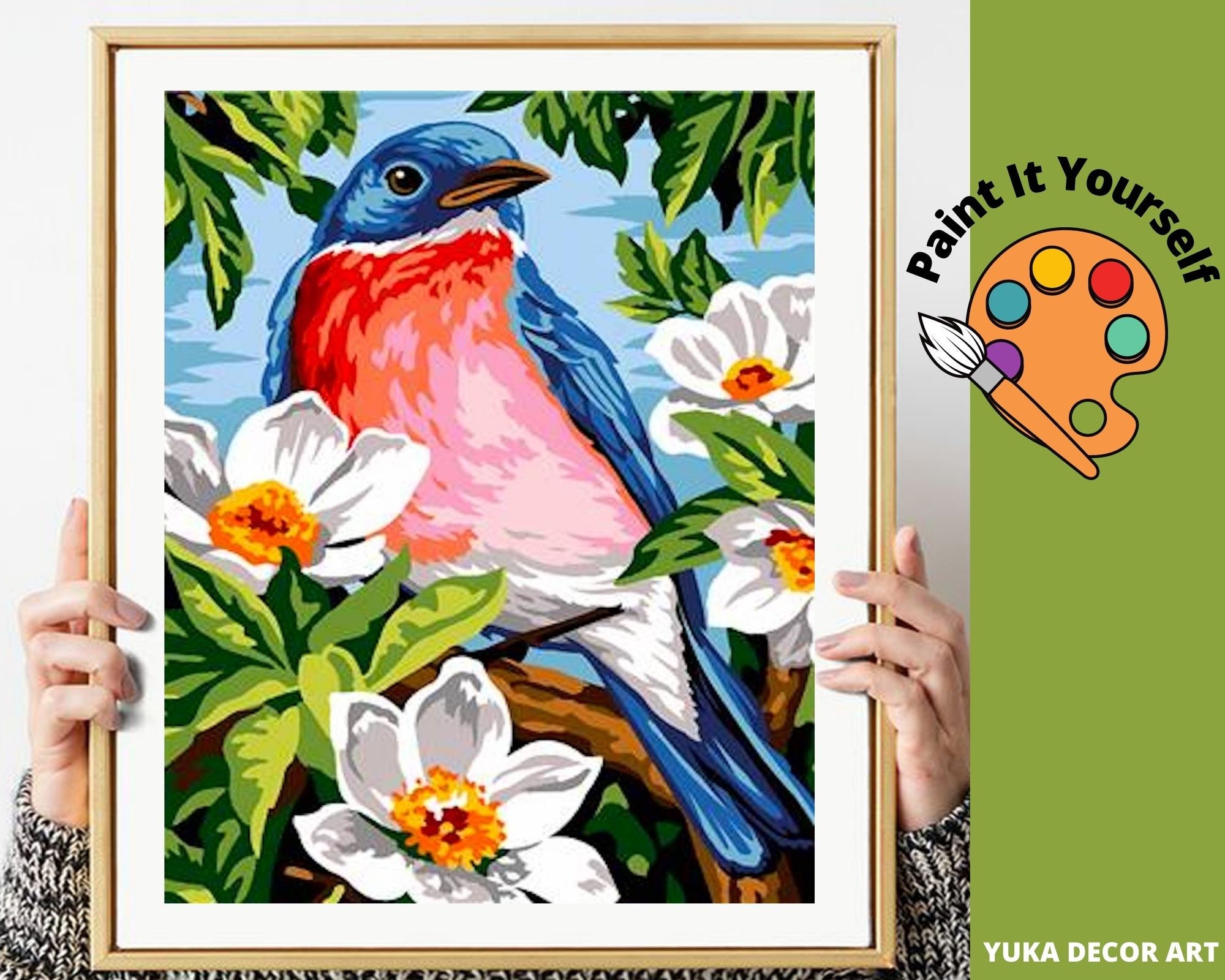 Blue Bird PAINT by NUMBER Kit for Adults Nature Scenery White Etsy